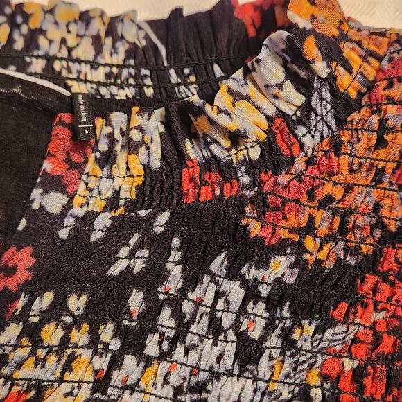 Anthropologie Akemi + Kin Andrea Smocked Floral Blouse Top, Puff Sleeves Small - Picture 4 of 14